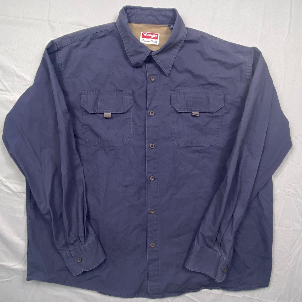 Wrangler‎ Premium Quality Shirt Mens XL Blue Long Sleeve Button Up Work Utility
